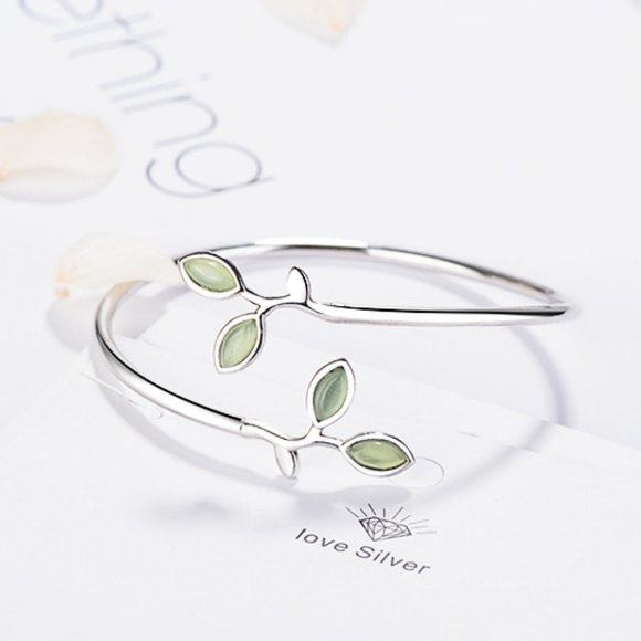 NEW 925 Sterling Silver Leaf Adjustable Cuff - Picture 4 of 6